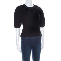 Alexander McQueen Black Floral Embellished Wool Top S