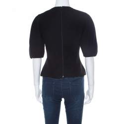 Alexander McQueen Black Floral Embellished Wool Top S