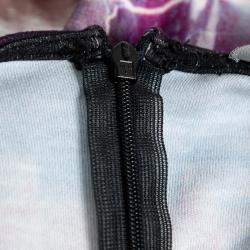 Pre Owned Alexander McQueen Black Engineered Lightning Print Stretch Knit Bodycon Dress XS