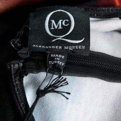 Pre Owned Alexander McQueen Black Engineered Lightning Print Stretch Knit Bodycon Dress XS