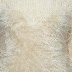 Pre Owned Alexander McQueen Ivory Mohair and Wool Hairy Knit Crew Neck Jumper M