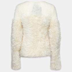 Pre Owned Alexander McQueen Ivory Mohair and Wool Hairy Knit Crew Neck Jumper M