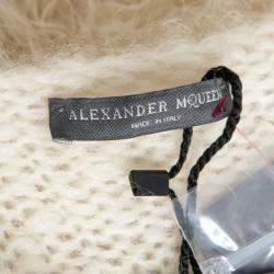 Pre Owned Alexander McQueen Ivory Mohair and Wool Hairy Knit Crew Neck Jumper M