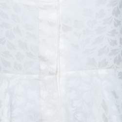 Pre Owned Alexander McQueen Cream Leaf Jacquard Asymmetric Hem Shirt Dress S