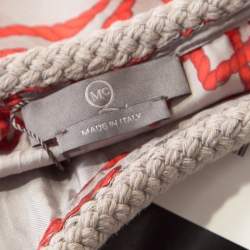 Pre Owned McQ by Alexander McQueen Grey and Red Rope Print and Applique Silk Tank Top M