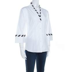 Alexander McQueen White Cotton Striped Piping Detailed Shirt M 