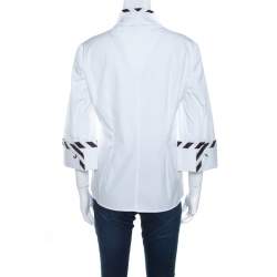 Alexander McQueen White Cotton Striped Piping Detailed Shirt M 