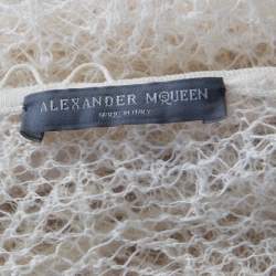Pre Owned Alexander McQueen Ecru Crochet Knit Wool Lace Shetland Maxi Dress XS