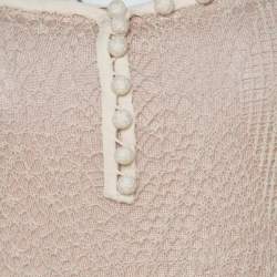 Pre Owned Alexander McQueen Ecru Crochet Knit Wool Lace Shetland Maxi Dress XS