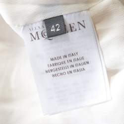 Pre Owned Alexander McQueen Ivory White Velvet & Lace Ruffle Collar Dress M