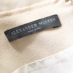 Pre Owned Alexander McQueen Ivory White Velvet & Lace Ruffle Collar Dress M