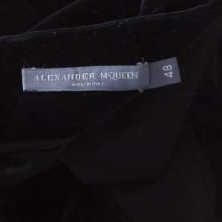 Pre Owned Alexander McQueen Black Silk Blend Velvet Wide Leg Trousers L