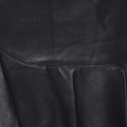 Pre Owned Alexander McQueen Black Leather Asymmetric Ruffle Short Skirt S