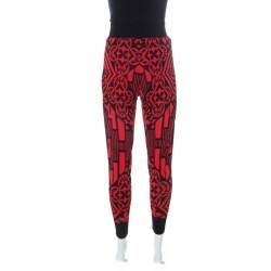 Alexander McQueen Black and Red Printed Knit Jogger Pants S 