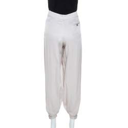 Pre Owned Alexander McQueen Cream Sheen Silk Balloon Pants S
