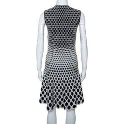 Alexander McQueen Monochrome Honeycomb Pattern Stretch Knit Dress L
