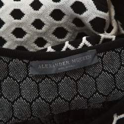 Alexander McQueen Monochrome Honeycomb Pattern Stretch Knit Dress L