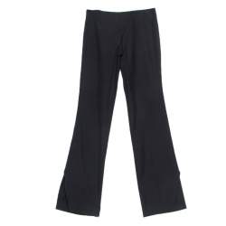 Alexander McQueen Black Wool Wide Leg Flared Trousers S