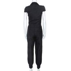 Pre Owned Alexander McQueen Black Jacquard Jumpsuit S