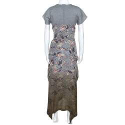 Alexander McQueen Multicolor Printed Silk Asymmetric Maxi Dress S