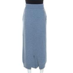 Pre Owned Stella McCartney Pale Blue Wool Drop Crotch Ankle Pants S