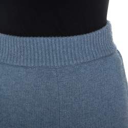 Pre Owned Stella McCartney Pale Blue Wool Drop Crotch Ankle Pants S