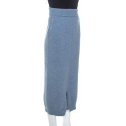 Pre Owned Stella McCartney Pale Blue Wool Drop Crotch Ankle Pants S