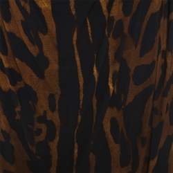 Pre Owned Alexander McQueen Brown Ocelot Print Chiffon Midi Dress S
