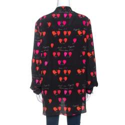 Pre Owned Alexander McQueen Black Printed Silk Front Button Shirt M