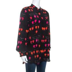 Pre Owned Alexander McQueen Black Printed Silk Front Button Shirt M