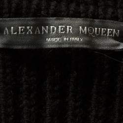 Pre Owned Alexander McQueen Black Wool Sculpt Rib Knit Peplum Cardigan S