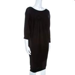 Pre Owned Alexander McQueen Black Knit Dolman Sleeve Sweater Dress M