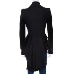Pre Owned Alexander McQueen Black Wool Embellished Tail Blazer S