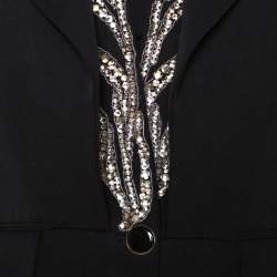 Pre Owned Alexander McQueen Black Wool Embellished Tail Blazer S
