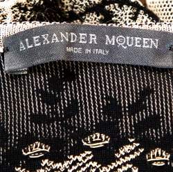 Pre Owned Alexander McQueen Bicolor Spine Lace Jacquard Knit Crop Top S