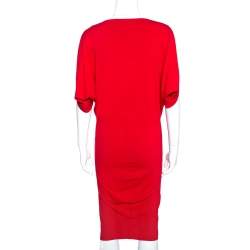 Pre Owned Alexander McQueen Red Stretch Knit Sleeveless Fitted Dress S