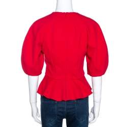 Alexander McQueen Red Raglan Sleeve Peplum Top S