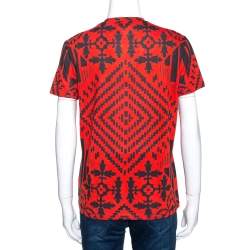 Pre Owned Alexander McQueen Red & Black Skull Print Cotton T-Shirt S
