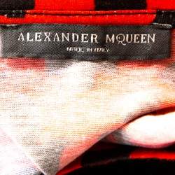 Pre Owned Alexander McQueen Red & Black Skull Print Cotton T-Shirt S