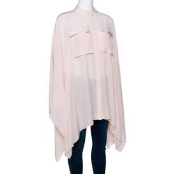 Pre Owned Alexander McQueen Pale Pink Silk Mandarin Collar Detail Draped Shirt M