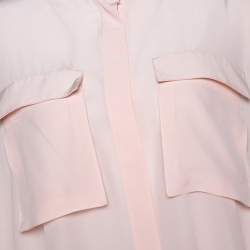 Pre Owned Alexander McQueen Pale Pink Silk Mandarin Collar Detail Draped Shirt M