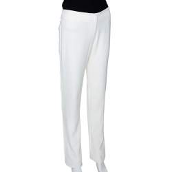 Alexander McQueen Cream Crepe Straight Leg Trousers M