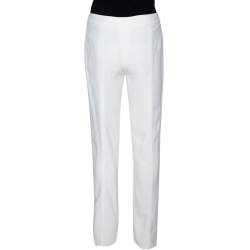 Alexander McQueen Cream Crepe Straight Leg Trousers M