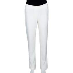 Alexander McQueen Cream Crepe Straight Leg Trousers M