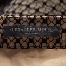 Alexander McQueen Black & Cream Silk Lace Overlay Tiered Skirt M