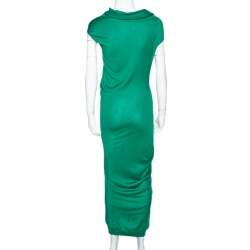 Pre Owned Alexander McQueen Green Knit Turtle Neck Fitted Dress L