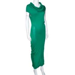 Pre Owned Alexander McQueen Green Knit Turtle Neck Fitted Dress L