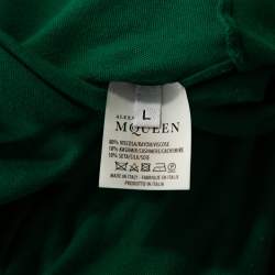 Pre Owned Alexander McQueen Green Knit Turtle Neck Fitted Dress L