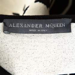 Pre Owned Alexander McQueen Monochrome Floral Jacquard Knit Skater Dress M