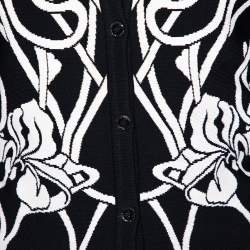 Pre Owned Alexander McQueen Black Jacquard Knit Peplum Cardigan M